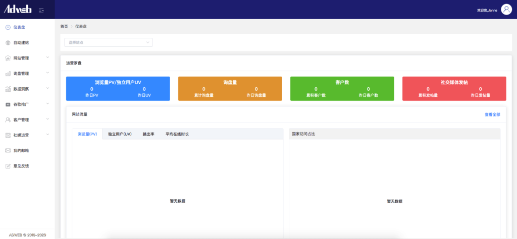 南京外贸网站建设平台——adweb全球站后台