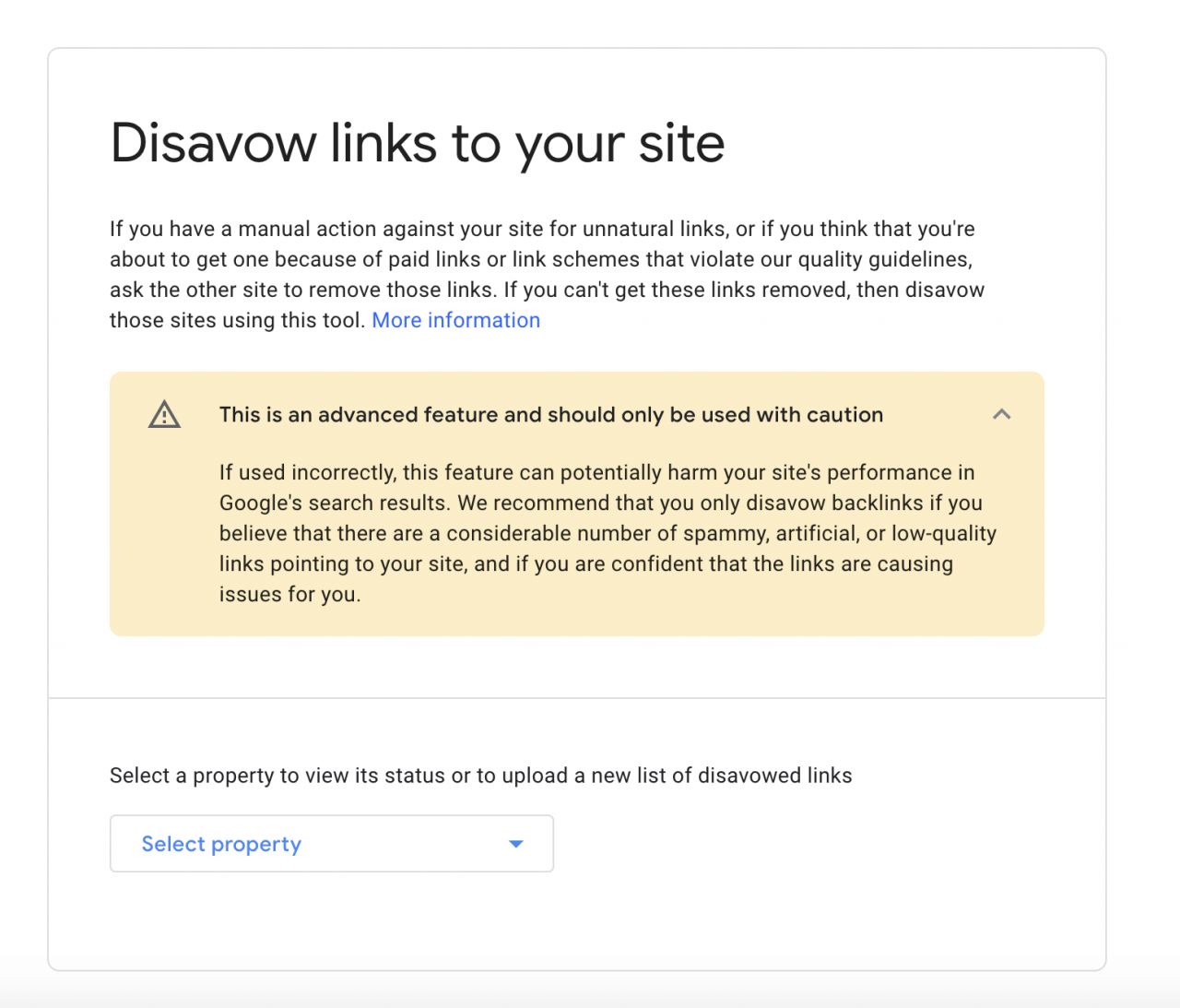 google disavow tool screenshot