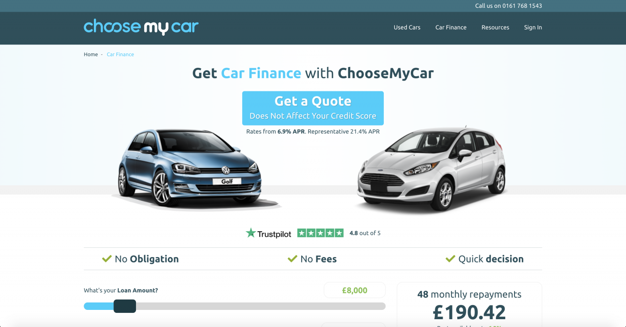 ChooseMyCar Car Finance Page