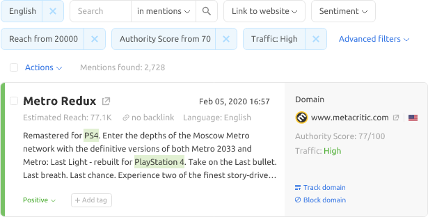 Brand monitoring tool mentions