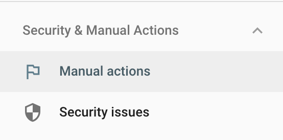 Manual action section in Google Search Console