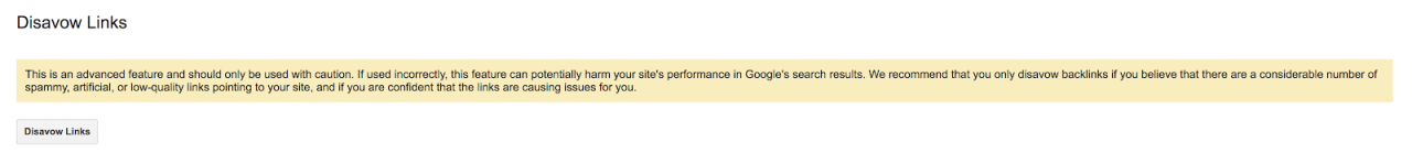 disavow links warning
