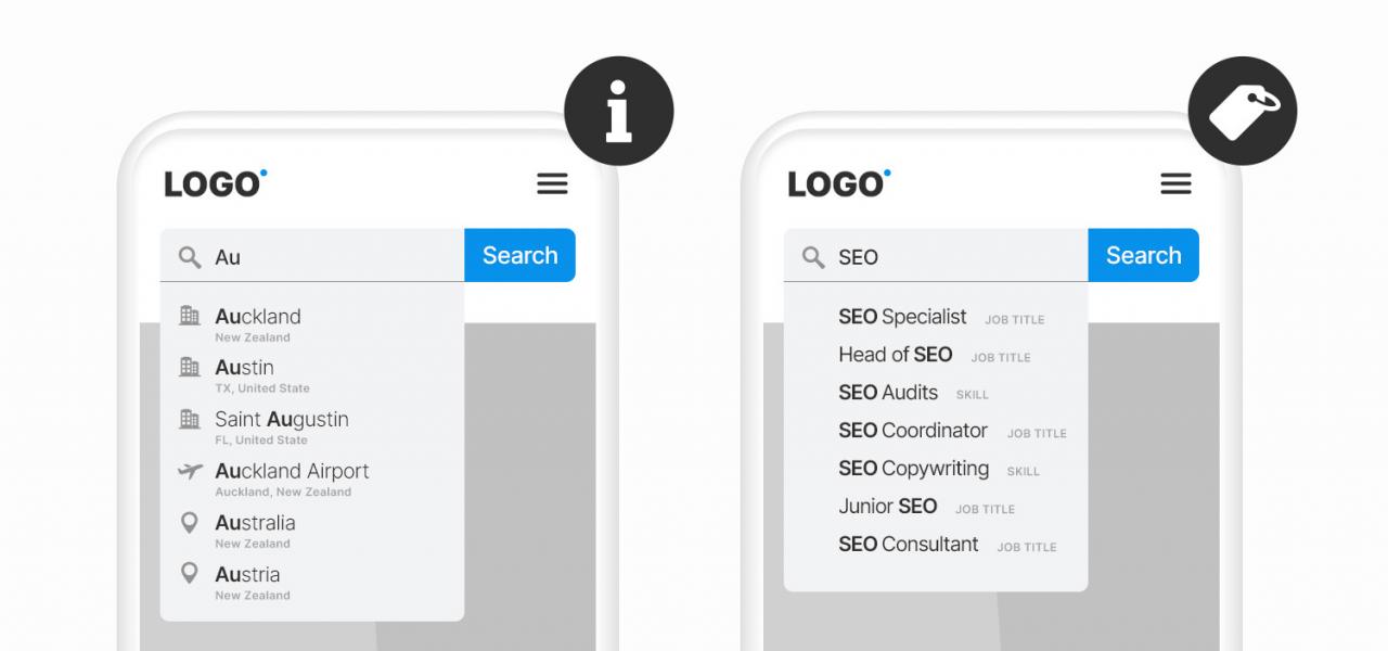 categories within on-site search