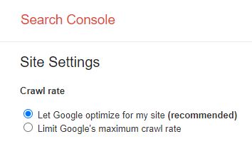 Google Search Console crawl rate