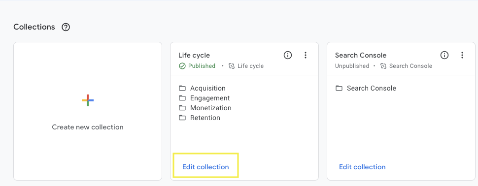 Editing collection in GA4 library