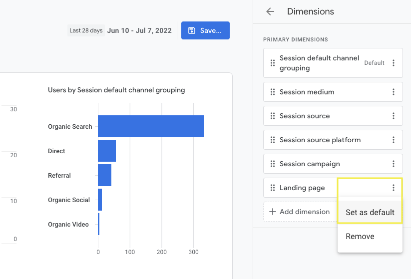 GA4 着陆页设置为默认值