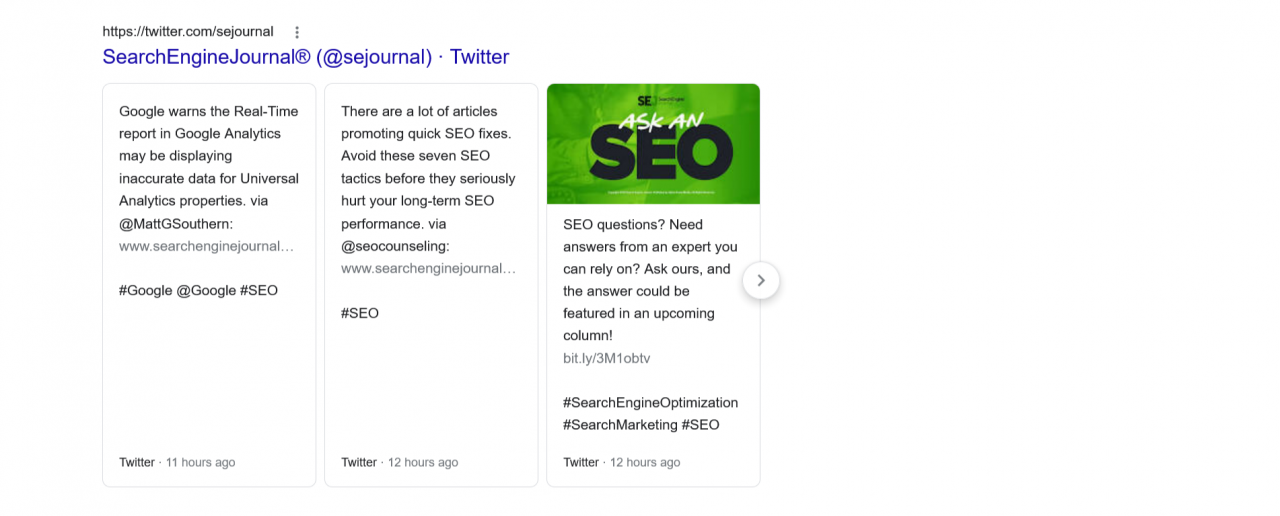 Example of Tweets SERP feature