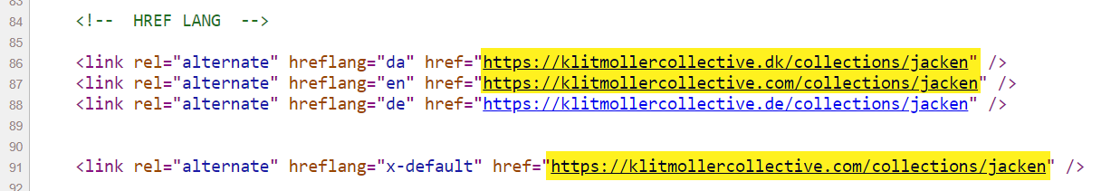 Klitmøller Collection - wrong hreflang tags
