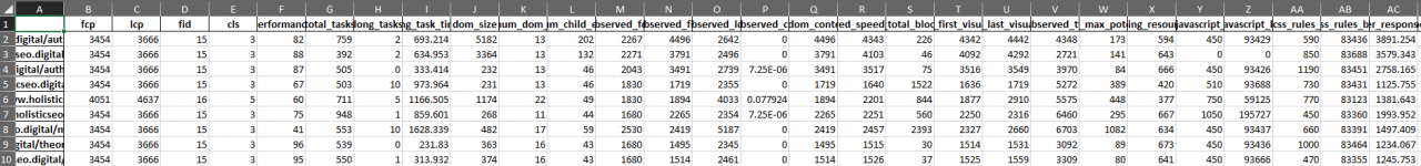 example output of the Page Speed Insights