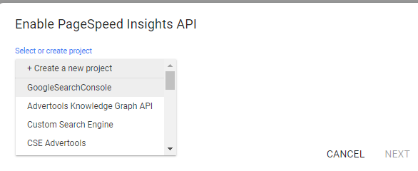 google developer console api project