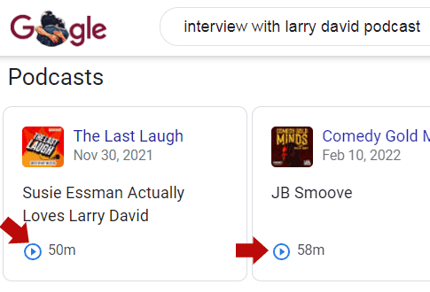 Google 搜索结果中的播客截图