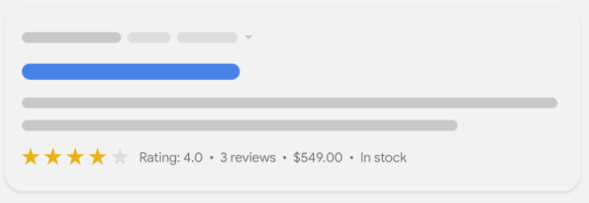 搜索结果中的产品片段示例
