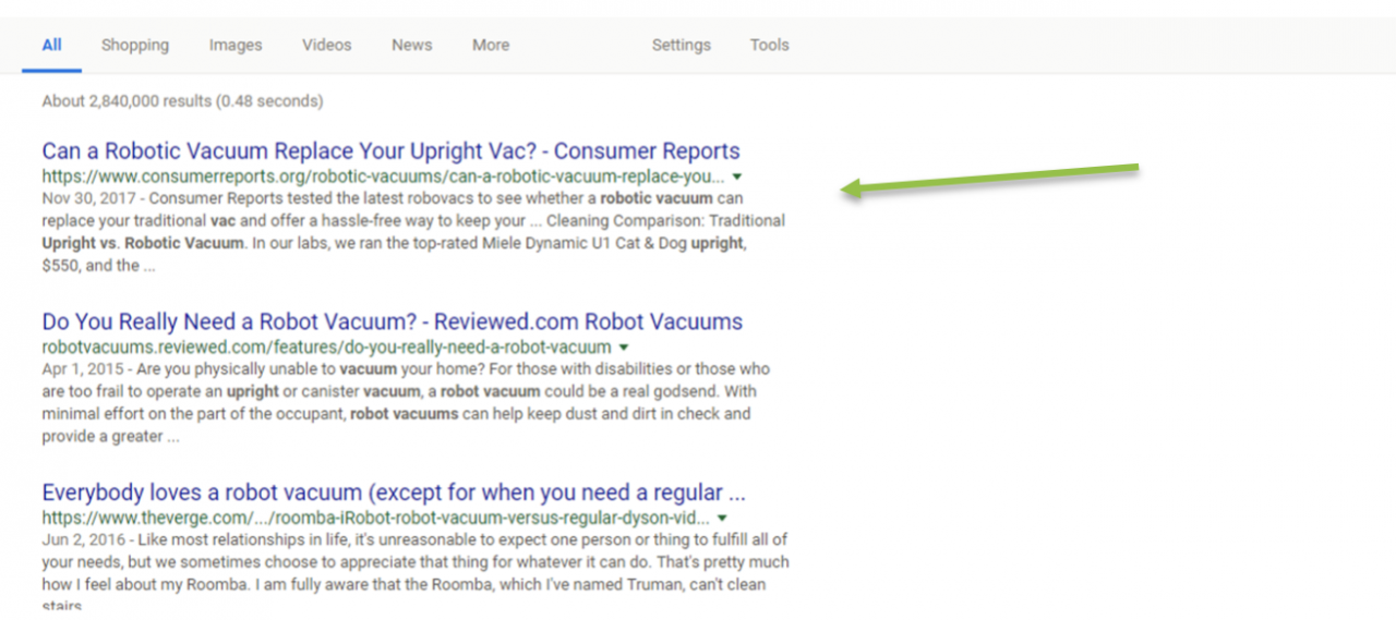 Comparative SERP