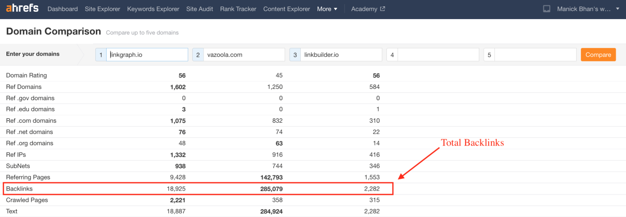 Ahrefs 中的反向链接报告