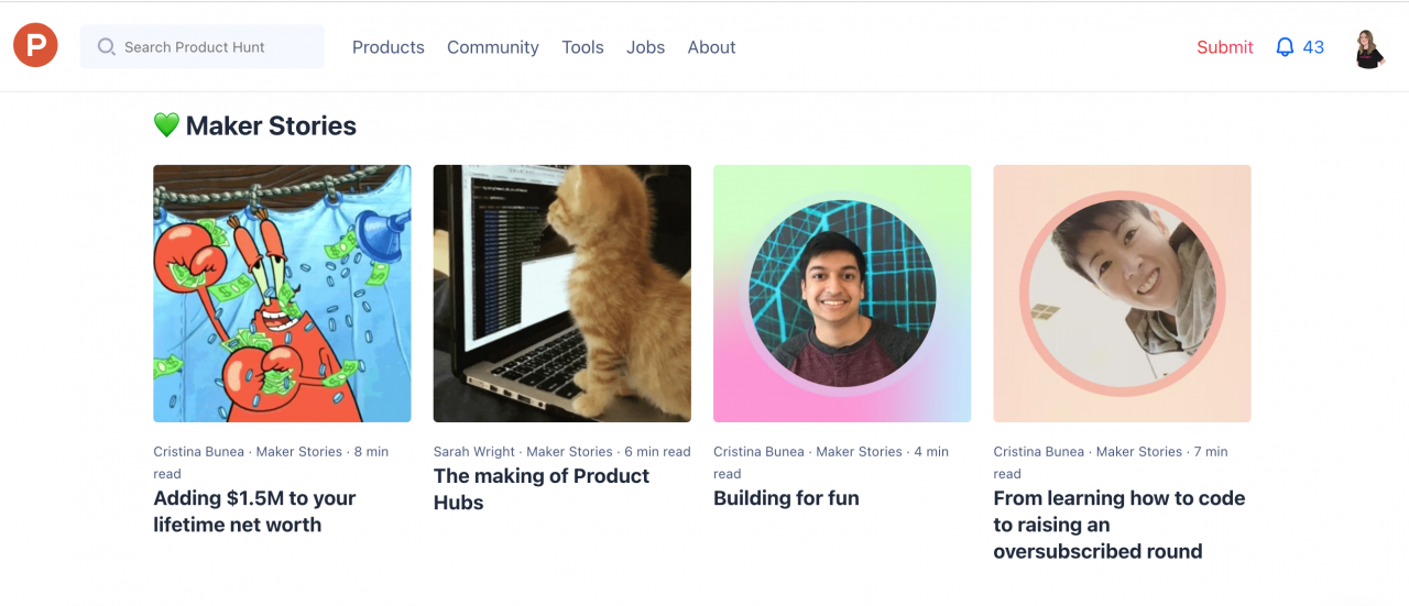 ProductHunt.com Maker Stories