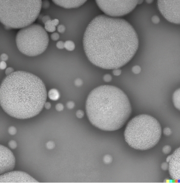 Photo taken through a Transmission Electron Microscope of protons and neutrons in every nucleus, and electrons in every atom.