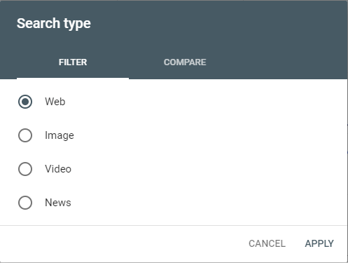Search Types Menu