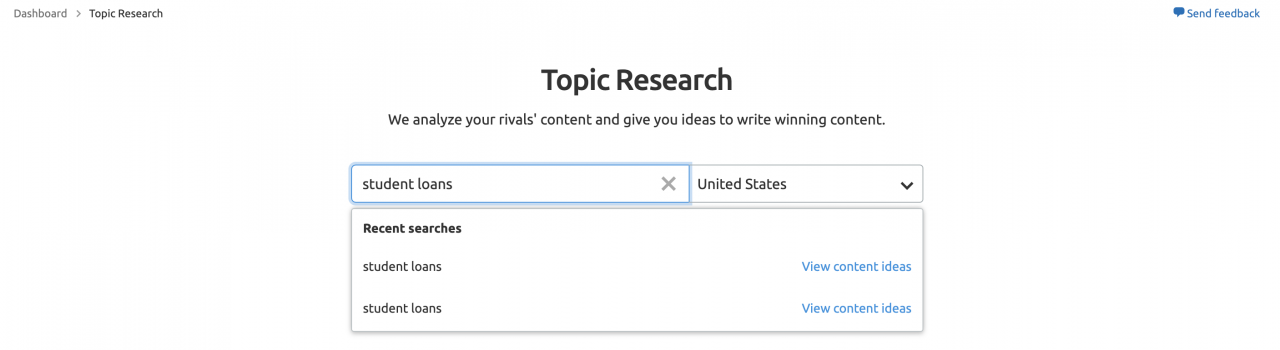 Semrush 主题研究工具截图