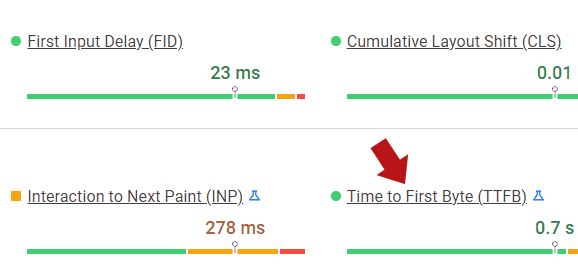 PageSpeed Insights Tool 上的 TTFB 得分