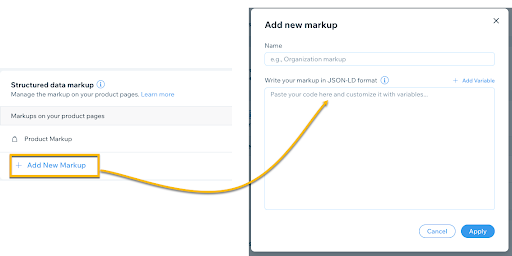 Adding structured data markup in Wix SEO settings