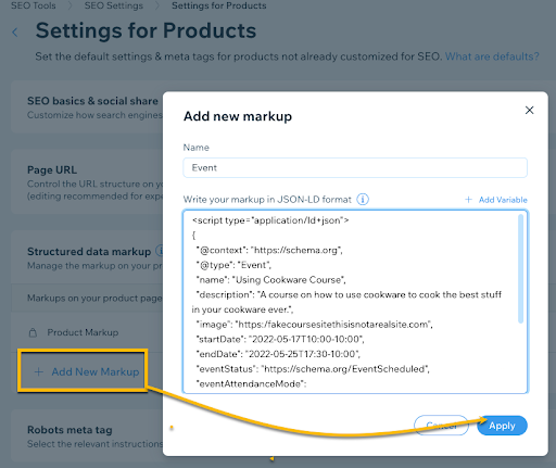 Adding multiple markups to Wix at scale