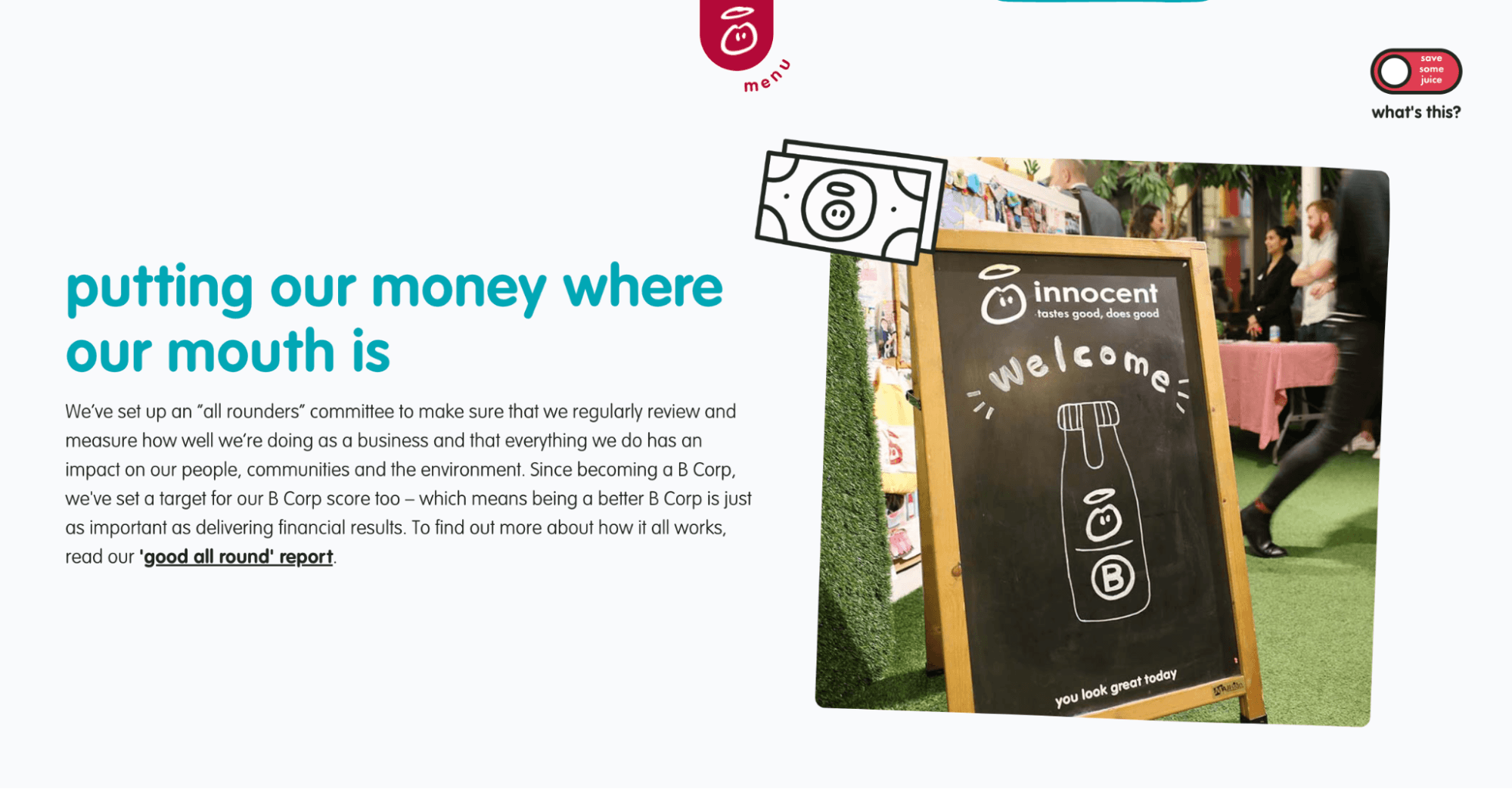 带有标题的 Innocent Drinks 网页截图