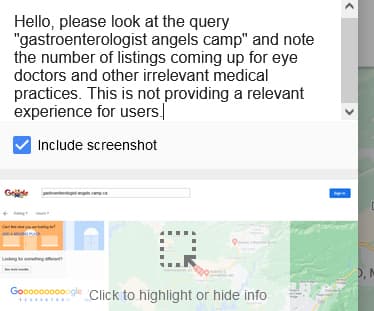 发送有关 Google 地图结果的反馈。