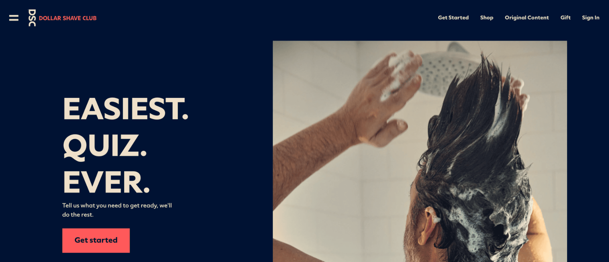 Dollar Shave Club 网站截图。