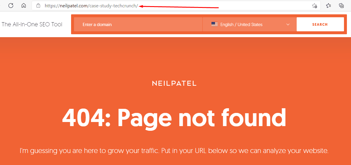 neilpatel.com 上的 404 页面